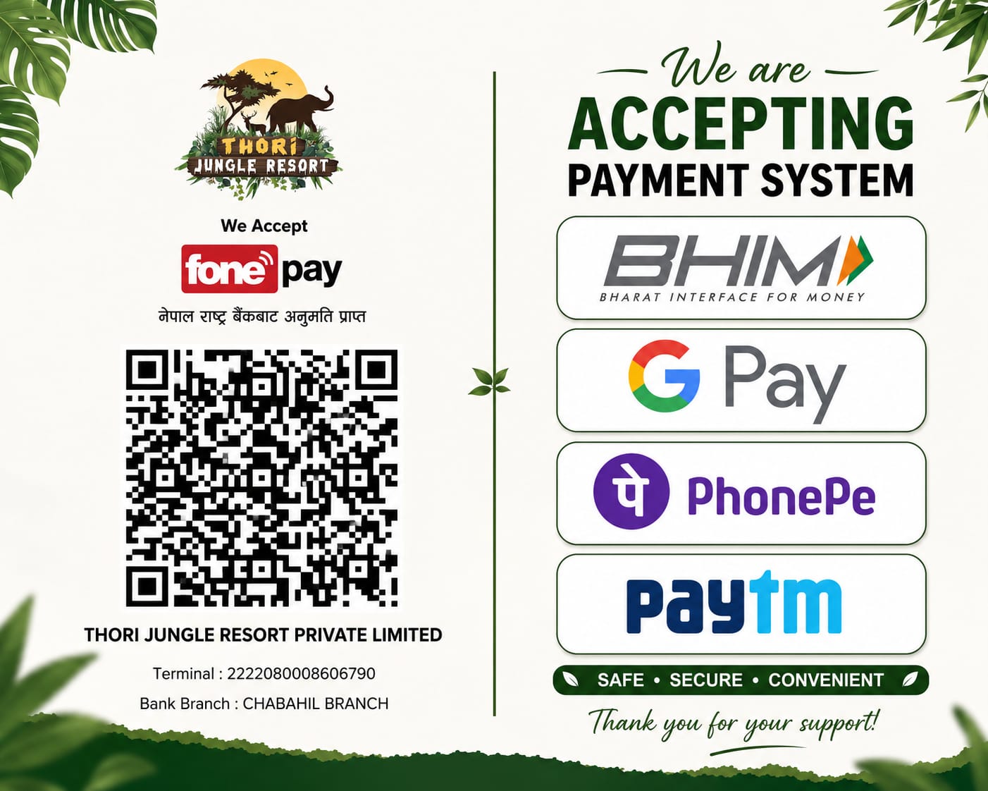 Advance payment instructions